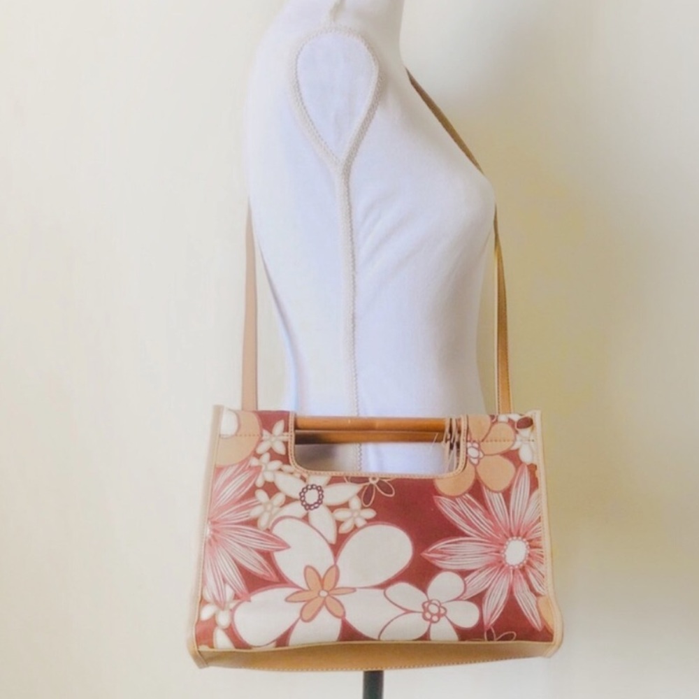 Fossil Floral Crossbody Bag in Brown and Cream